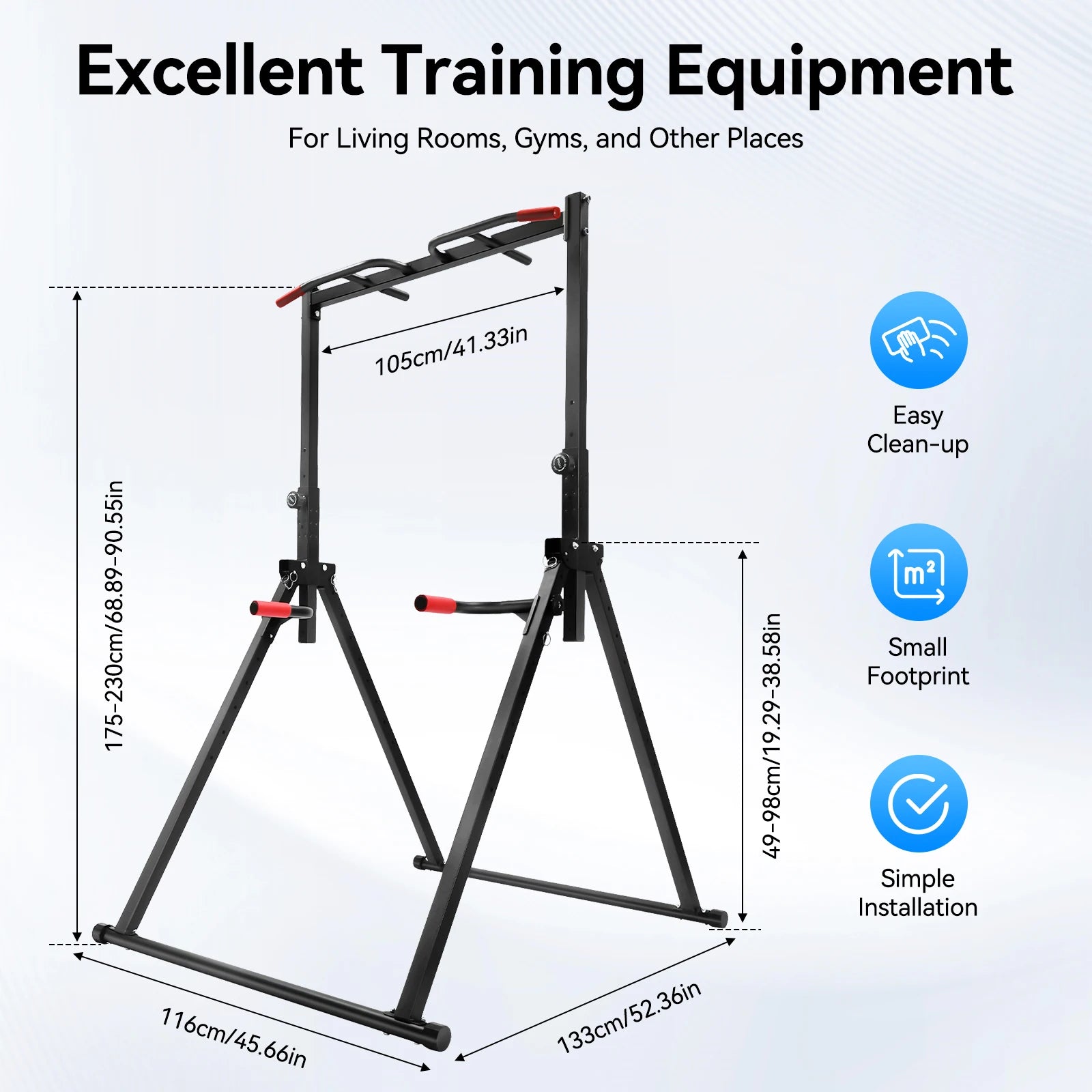 Adjustable Pull Up Bar, 200kg Load Foldable Home Gym Multi-Function Training Station with Parallel Bars for Strength Training
