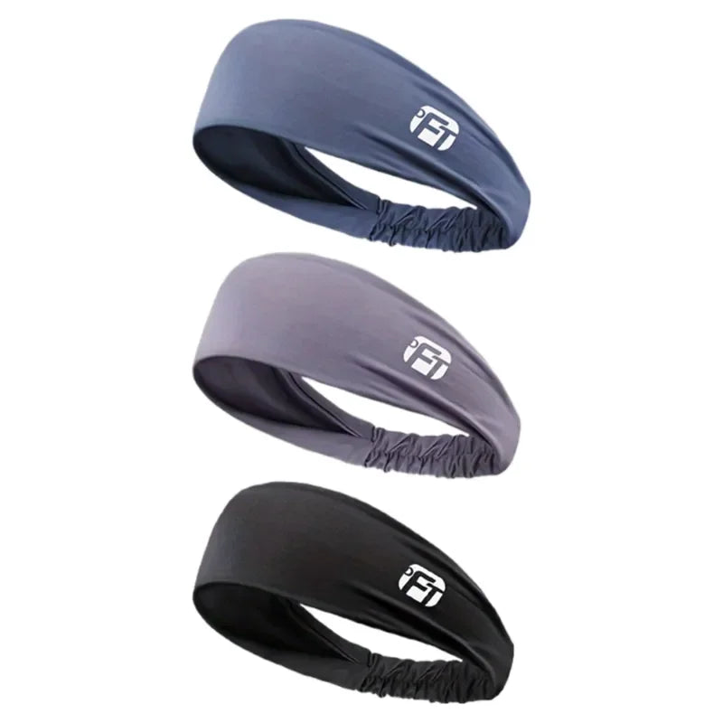 3-Pack Sport Headbands Solid Color Striped Camouflage Absorbent Non-Slip Elastic Sweat-Wicking Breathable Unisex for Fitness Out