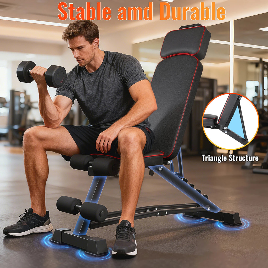Equipment Househeld Dumbbell Bench Multifunctional Training Stool Full-body Training Foldable Weight Bench Lengthened Headrest