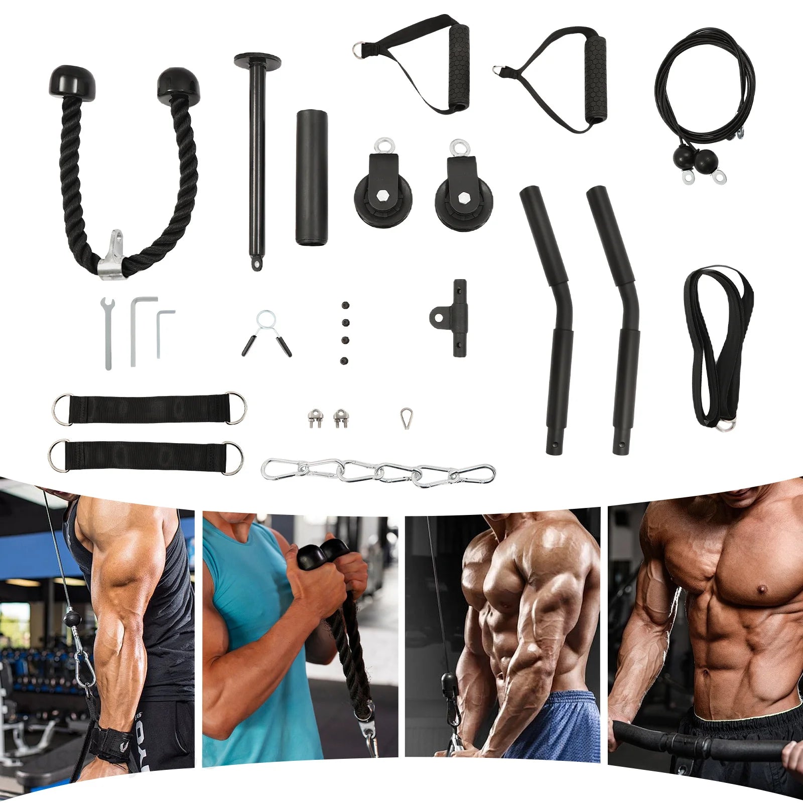 Cable Weight Pulley System for Home Gym Pulley System Gym with Safety Ropes Unisex-Adult Fitness Strength Training Equipment