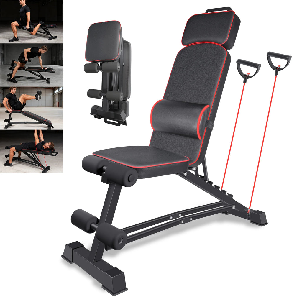 Equipment Househeld Dumbbell Bench Multifunctional Training Stool Full-body Training Foldable Weight Bench Lengthened Headrest