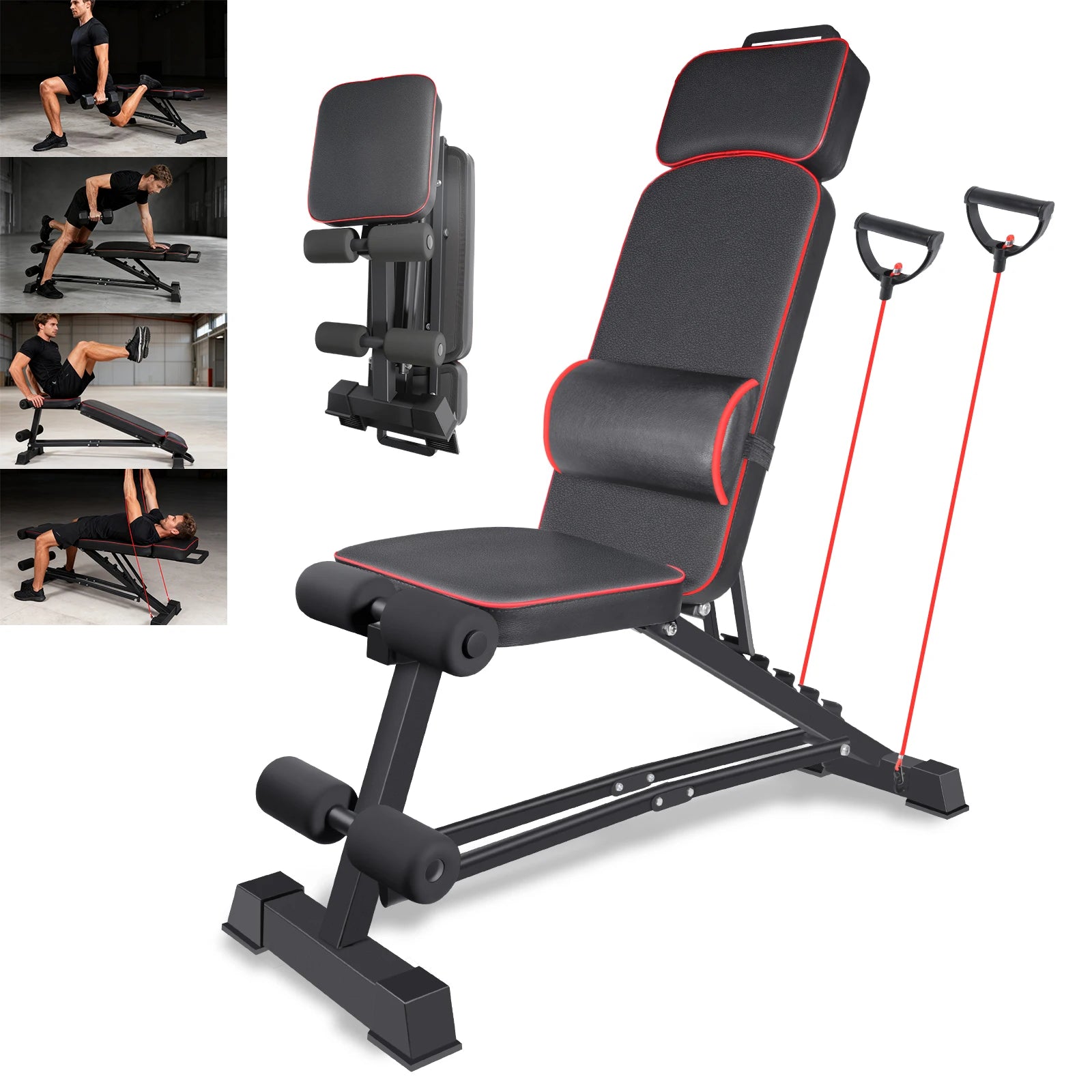 Equipment Househeld Dumbbell Bench Multifunctional Training Stool Full-body Training Foldable Weight Bench Lengthened Headrest