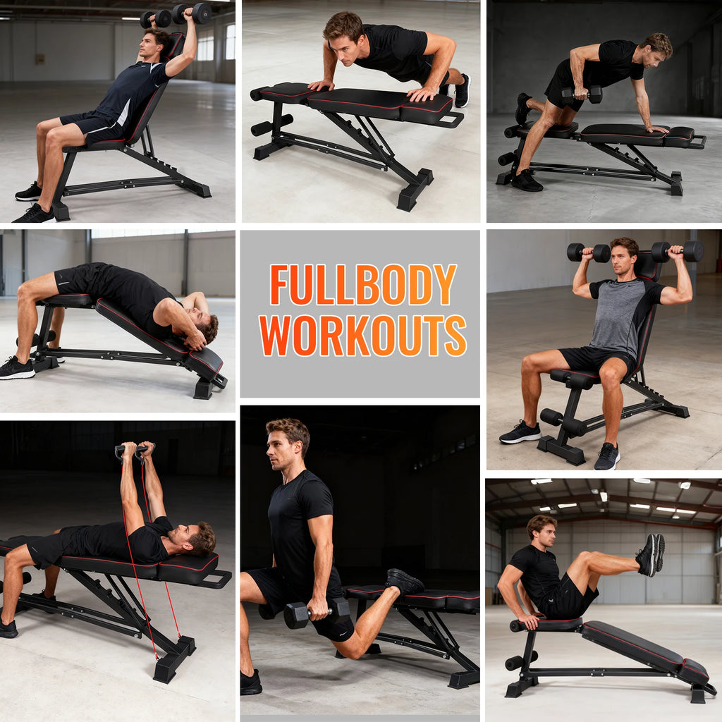 Equipment Househeld Dumbbell Bench Multifunctional Training Stool Full-body Training Foldable Weight Bench Lengthened Headrest