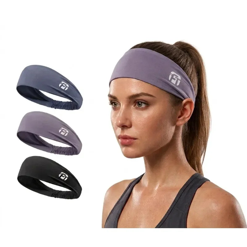 3-Pack Sport Headbands Solid Color Striped Camouflage Absorbent Non-Slip Elastic Sweat-Wicking Breathable Unisex for Fitness Out