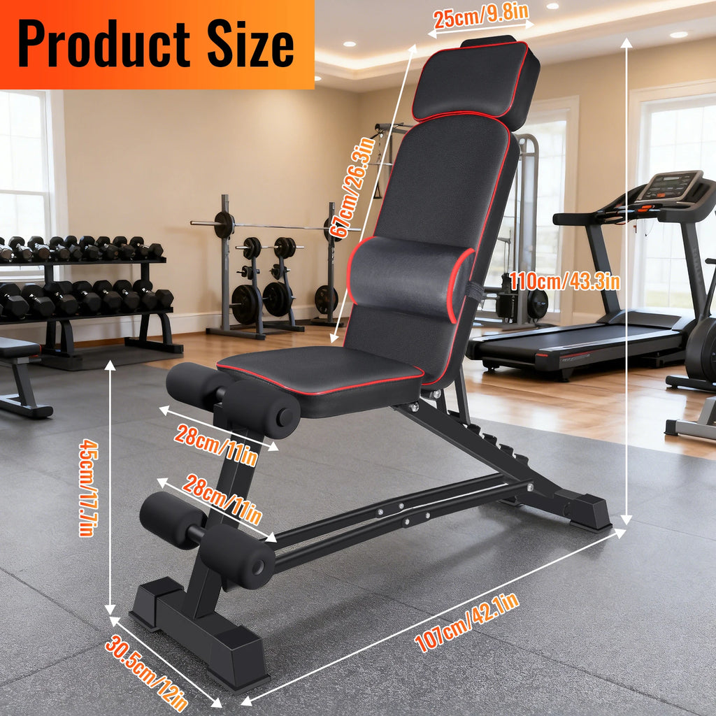 Equipment Househeld Dumbbell Bench Multifunctional Training Stool Full-body Training Foldable Weight Bench Lengthened Headrest