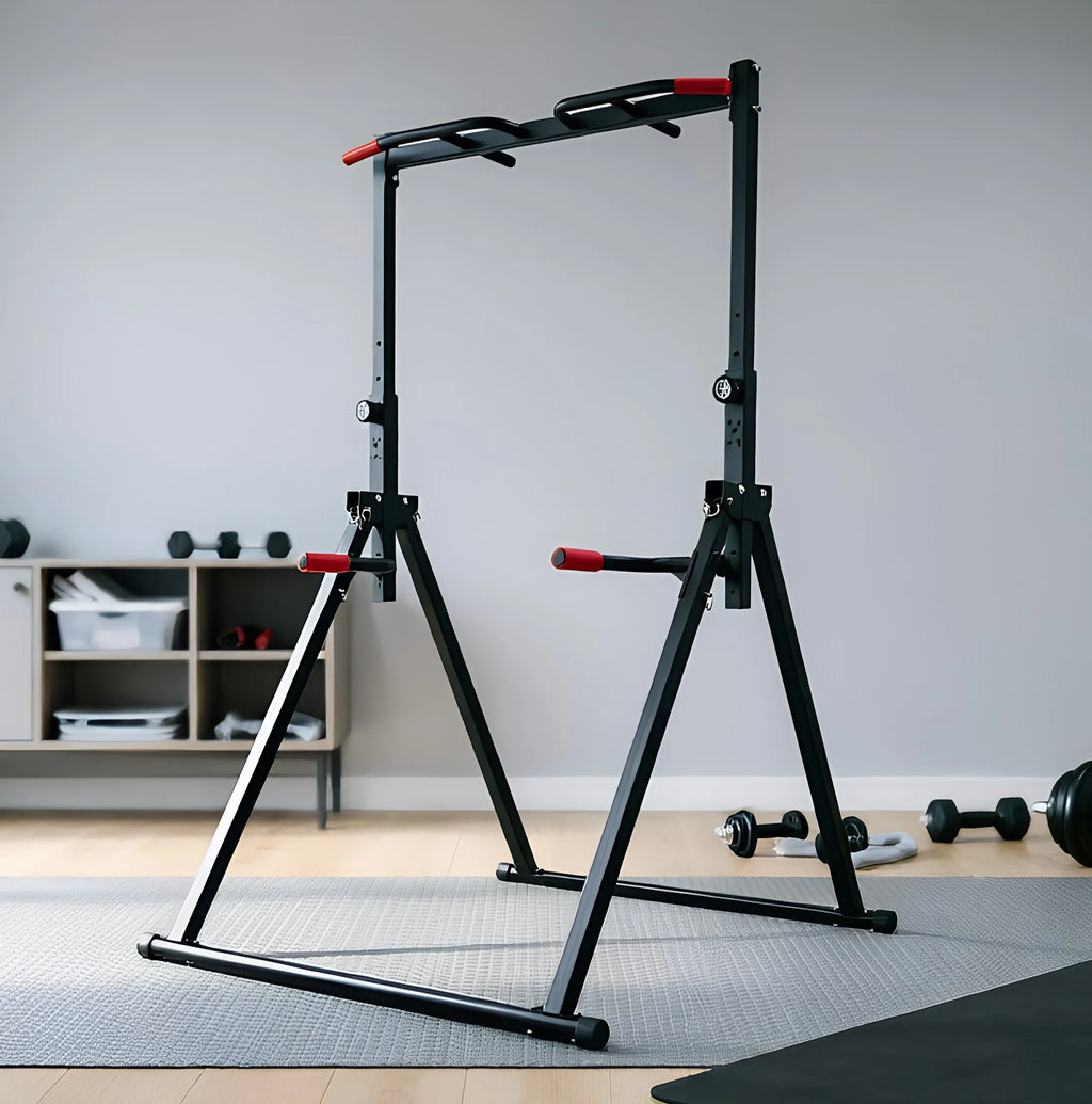 Adjustable Pull Up Bar, 200kg Load Foldable Home Gym Multi-Function Training Station with Parallel Bars for Strength Training