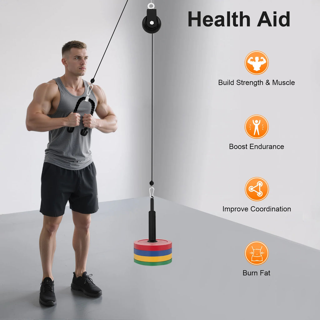 Cable Weight Pulley System for Home Gym Pulley System Gym with Safety Ropes Unisex-Adult Fitness Strength Training Equipment