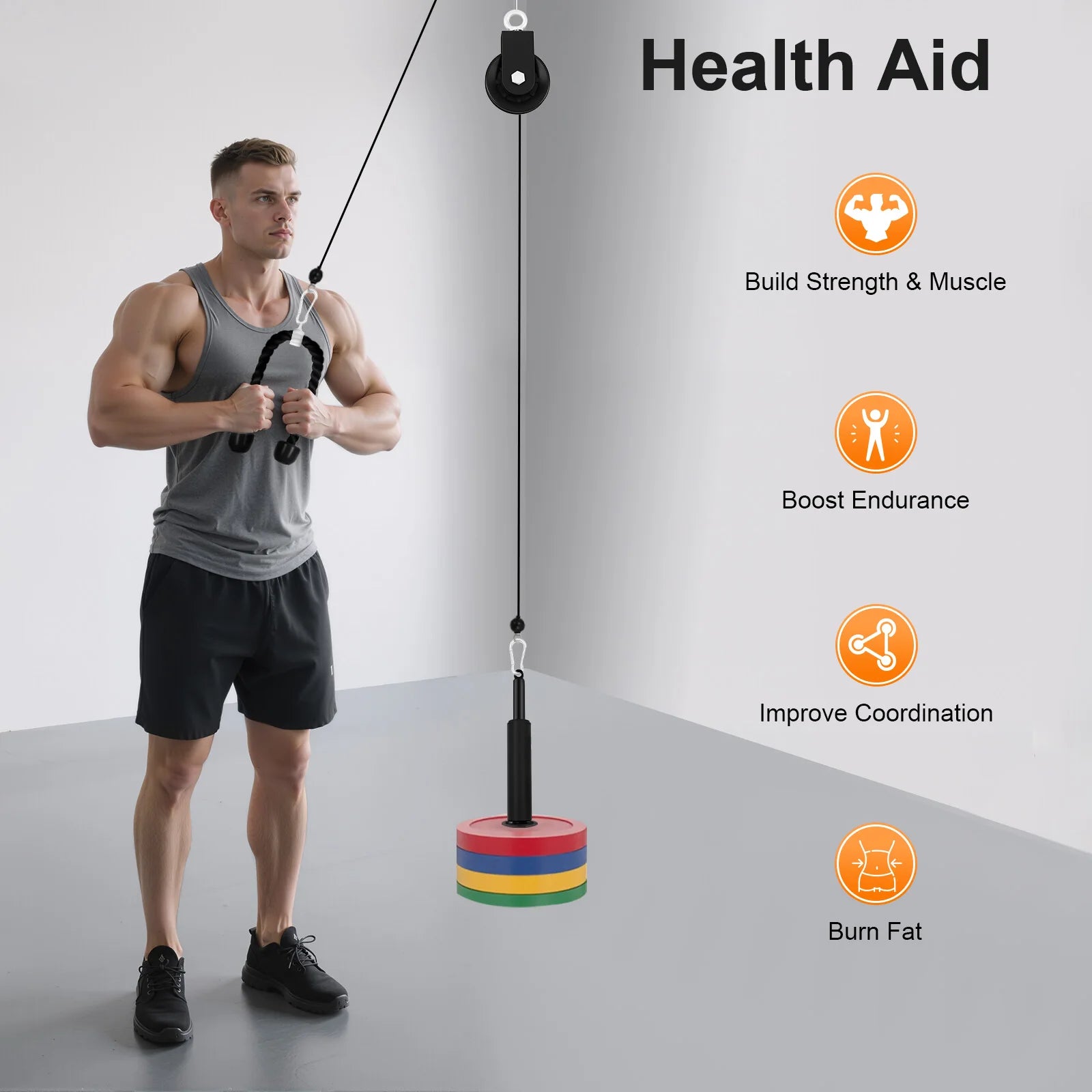 Cable Weight Pulley System for Home Gym Pulley System Gym with Safety Ropes Unisex-Adult Fitness Strength Training Equipment
