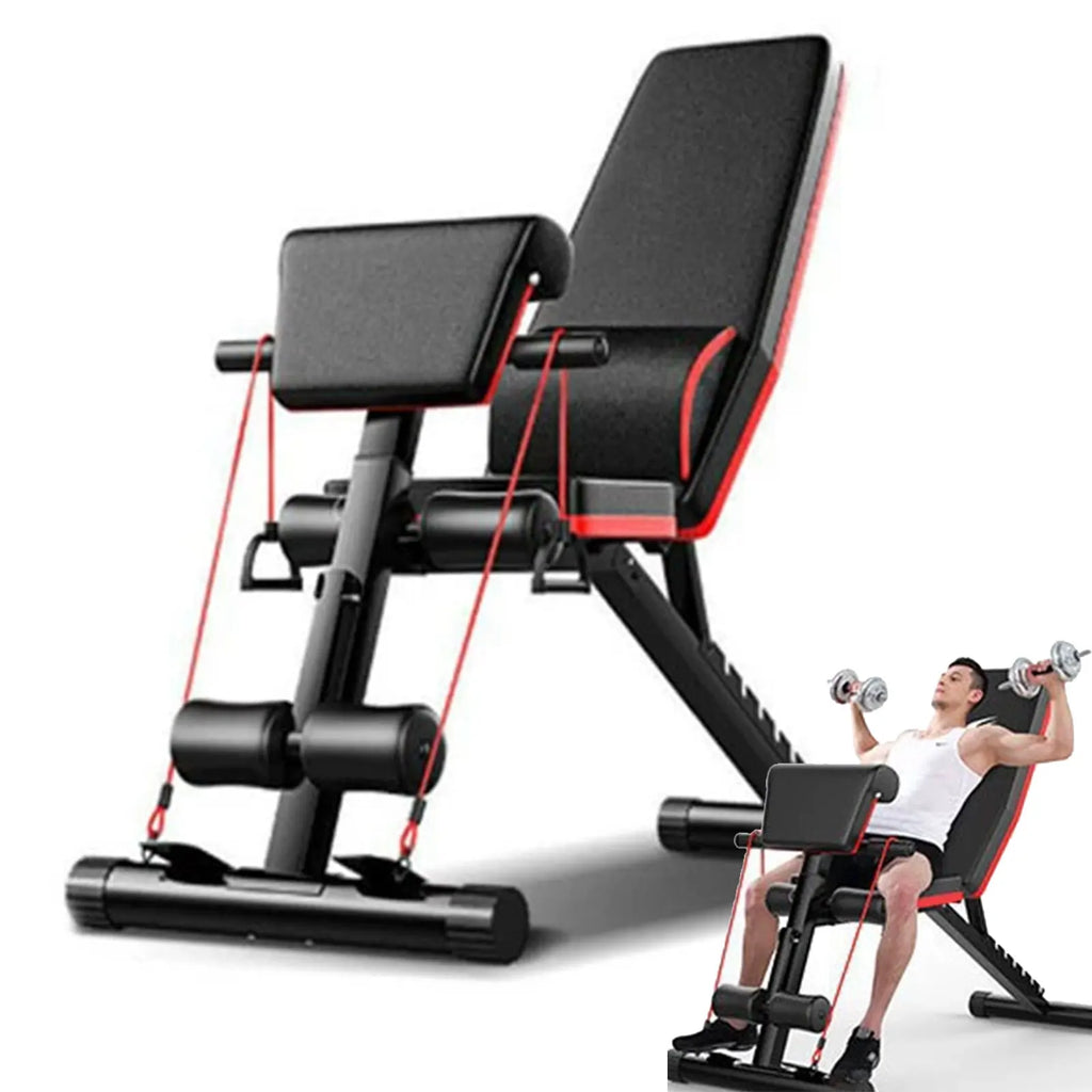 Multifunctional Foldable Dumbbell Bench Fitness Equipment Abdominal Exercise 7-Gear Adjustable Backrest Comes with Soft Cushion