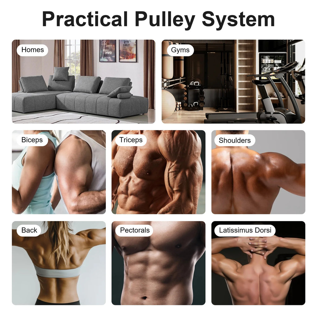 Cable Weight Pulley System for Home Gym Pulley System Gym with Safety Ropes Unisex-Adult Fitness Strength Training Equipment