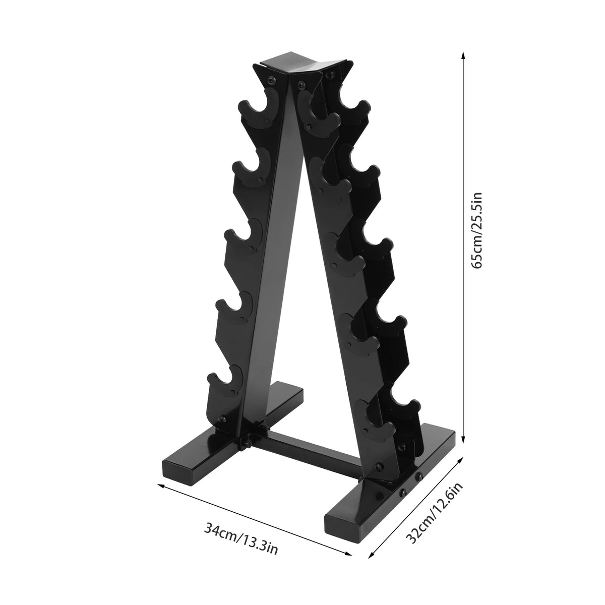 5-Tier Dumbbell Rack A-Frame Steel Dumbbell Holder Accommodate 5 Pairs Dumbbells 100kg Load-bearing Capacity for Home Gym