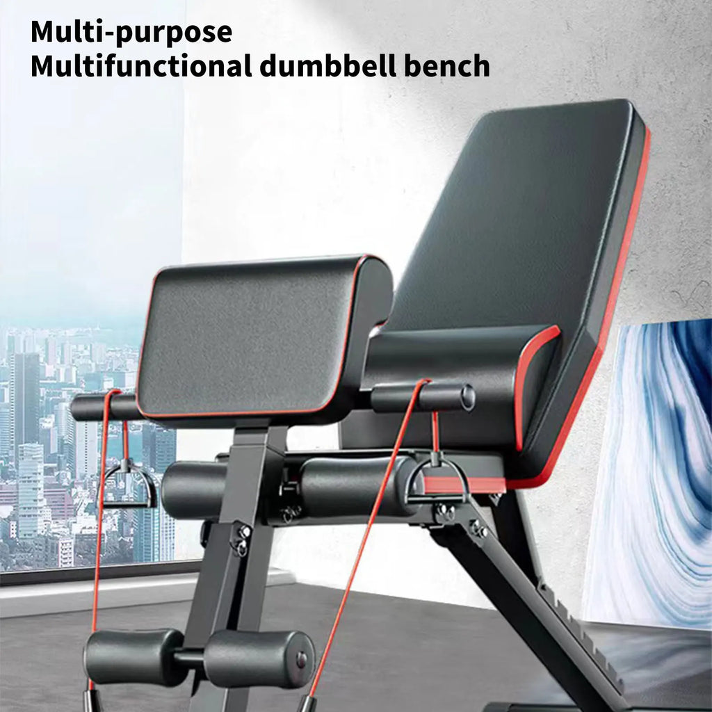 Multifunctional Foldable Dumbbell Bench Fitness Equipment Abdominal Exercise 7-Gear Adjustable Backrest Comes with Soft Cushion